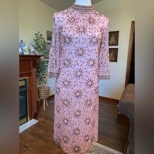 Valentina Ltd • 1960s Pink Beaded Cocktail Sheath • Vintage Mad Men Era • XS